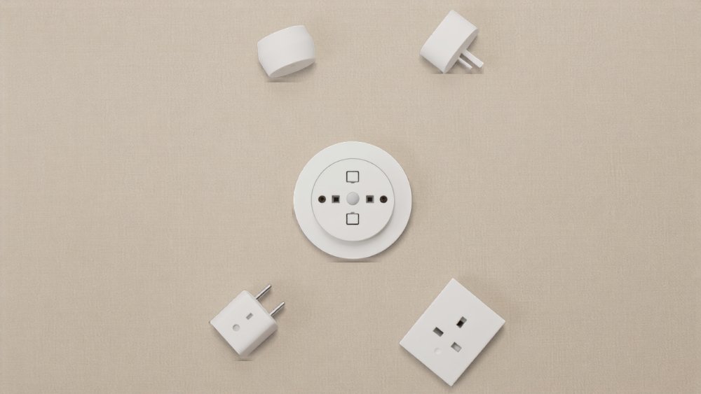 Assorted electrical accessories flat lay